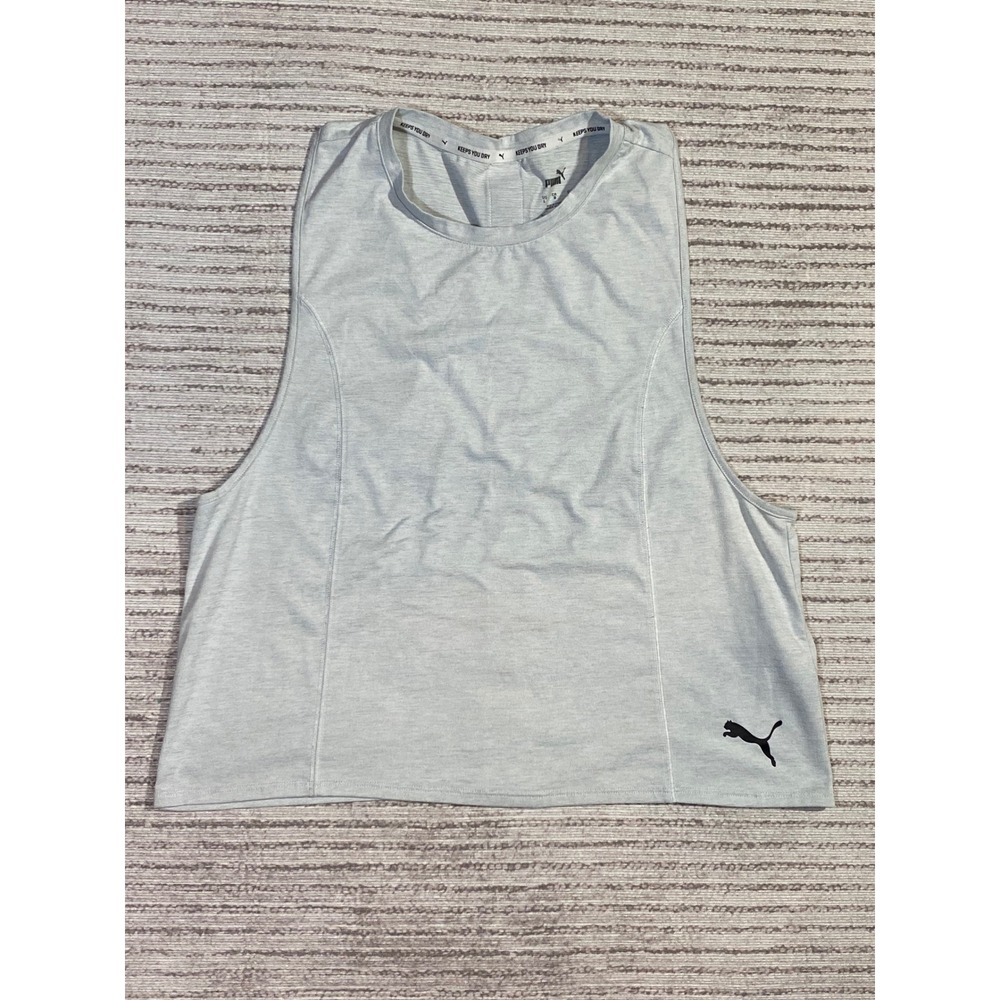 Puma Womens Train Favorite Heather Cat Muscle Tank Gray 587434-10 Size L
